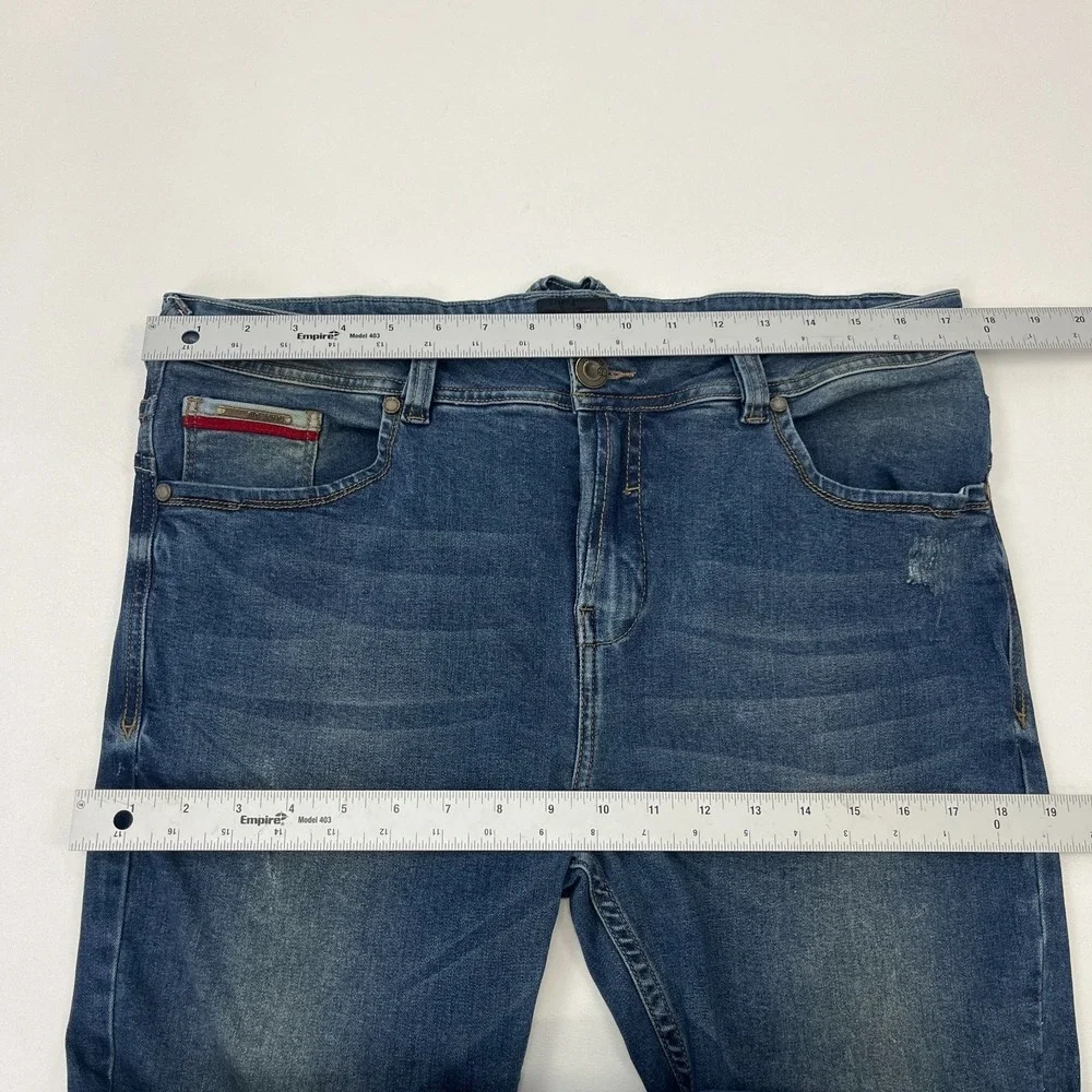Big‎ John Skinny Jeans Sz 32x29 Blue Distressed Stretch Denim Mens